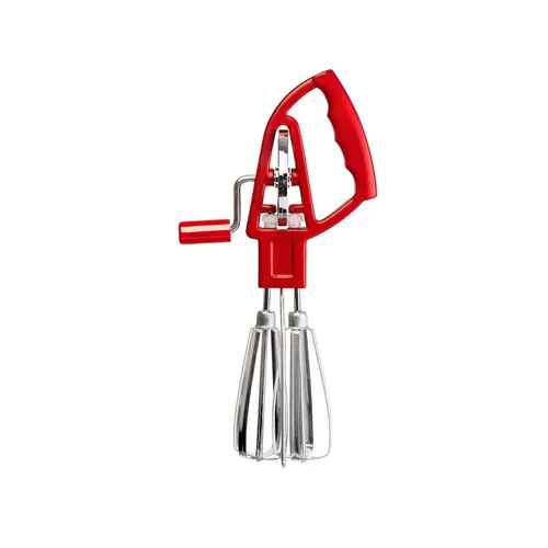Kelomat Schneeschläger Handmixer Rot aus Edelstahl - Handmixer ohne Strom, ideal zum schnellen Mixen, Schlagen und Rühren von Obers und Teigen. Ergonomischer Griff und spülmaschinengeeignet für einfache Reinigung.