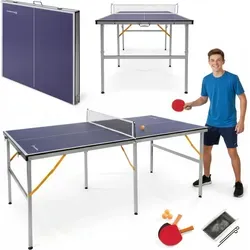 HyperMotion Klappbarer Tischtennistisch für Kinder und Erwachsene – Tragbares Indoor Modell mit Netz, Schlägern und Bällen