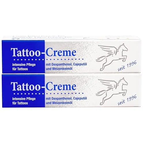 Pegasus Pro Tattoo-Creme 2er-Set, Tägliche Pflege & Aftercare, Feuchtigkeitsspendend mit Cajeputöl, je 25ml - Optimaler Tattooschutz, Made in Germany