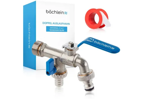 Bächlein Auslaufventil Doppel-Wasserhahn für den Garten von BäderBoutique