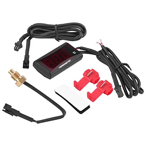 Motorrads Wassertemperaturzähler, Fydun Motorrad Digital Thermometer Wassertemperaturanzeige Meter für Racing Roller(Rote Hintergrundbeleuchtung)