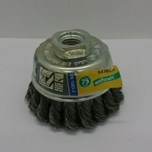 Wolfcraft Stahldraht-Topfbürste gezopft Ø 75mm Gewindeanschluß M14 8476000