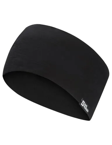 Jack Wolfskin Unisex Merino Stirnband - Schwarz, Einheitsgröße EU - Hochwertiges Merino Stirnband für Herren, atmungsaktiv und schnelltrocknend, ideal für Wanderer und Bergsportler, mit bequemem Tragekomfort und Jack Wolfskin Logo.