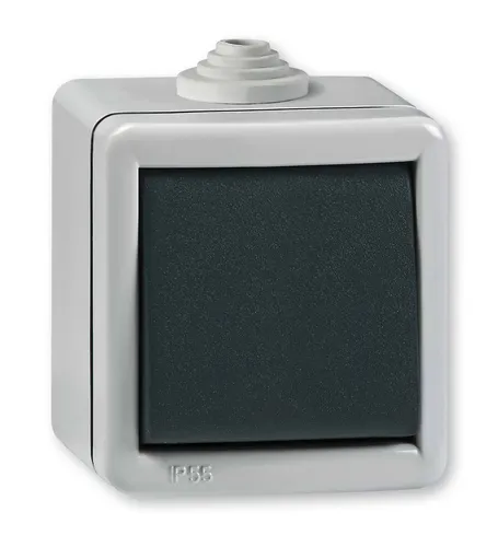 Ein/Aus Aufputz Schalter 10AX/250V~ / IP 55 (Metall) grau anthrazit