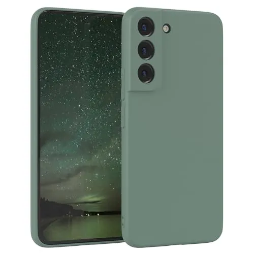 EAZY CASE - Silikonhülle für Galaxy S22 5G Hülle Silikon Case Dunkelgrün weich stoßfeste Handyhülle Schutzhülle mit Kameraschutz Dünn Premium Schutz Cover TPU Phone Bumper in Mitternacht Grün Matt