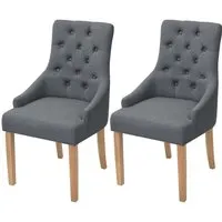 vidaXL Esszimmerstühle 2 Stk. Dunkelgrau Stoff - Elegante Esszimmerstühle mit Armlehnen, aus hochwertigem Stoff und Eichenholz, bieten hohen Sitzkomfort und Stabilität – perfekt für stilvolle Mahlzeiten oder entspannte Stunden.