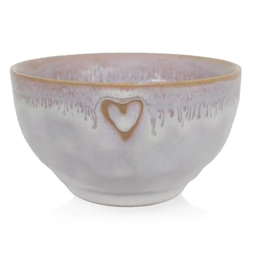 Mea-Living STONEWARE Schale polarweiß Herz, handgemachtes Steingut, 450 ml, wunderschönes handmade Geschirr