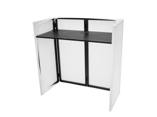 OMNITRONIC Compact Mobile DJ Stand inkl. Cover (32000025) - Musikstudio Bühne und DJ Equipment, tragbar und leicht aufzubauen für DJs, ideal für Events und Partys.