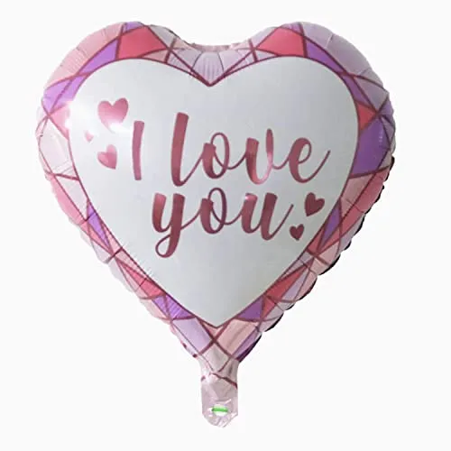 Folienballon Herz 45 cm Luftballon Hochzeit Helium Ballon Heliumballon Deko Liebe XL Geburtstag Party Deko Dekoration bunt JGA Partydeko- Kopper-24 - I love you pink weiß