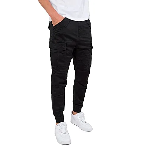 Alpha Industries Herren Airman Pant Freizeithose, Slim Fit in Black - Wanderhosen für Herren mit elastischem Hüftbund, seitlichen Cargotaschen und stylischem 