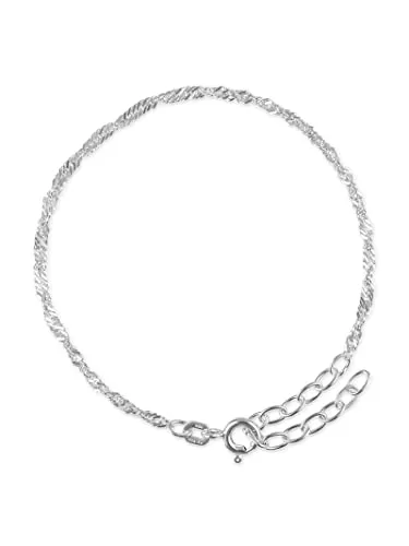modabilé Singapur Armband 925er Sterling Silber (20cm + 4cm Verlängerungskette 2,2mm breit) Silberarmband Singapurkette ohne Anhänger Armkette Frauen