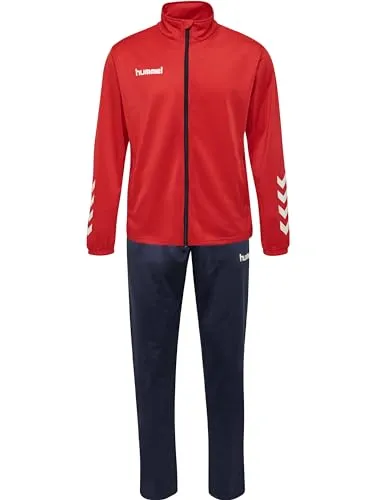 hummel 205876 Herren Ensemble Promo Poly Track Suit - Krafttraining Kraftstationen: Stilvoller Trainingsanzug aus schnelltrocknendem Material mit praktischen Seitentaschen und elastischem Bund für optimalen Komfort und Passform.