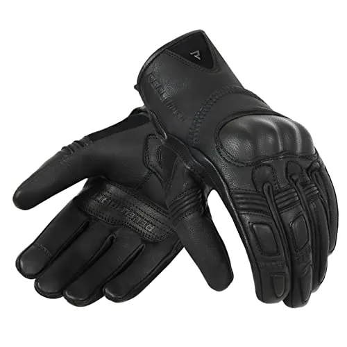 Rebelhorn Thug II Motorradhandschuhe – Atmungsaktive Lederhandschuhe in Schwarz (Größe S)