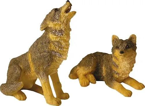 FADEDA 2X Wölfe/Höhe:6 cm/handbemalt/detailgetreue Krippen Figuren - Weihnachten Tisch Dekoration Krippe Zubehör