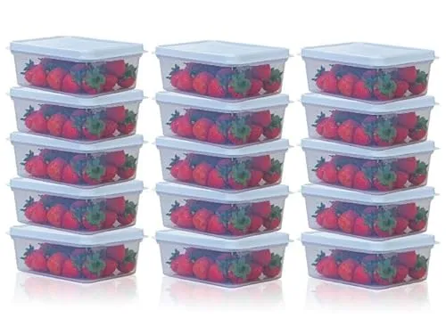 Checkmart Luftdichte Behälter zum Aufstecken mit Deckel, 1000 ml (1 Liter), Lebensmittelbehälter, Mahlzeitenvorbereitungsbehälter mit Deckel, spülmaschinenfest, wiederverwendbar