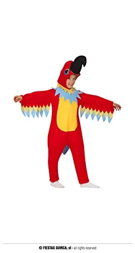 FIESTAS GUIRCA Buntes Papagei Kostüm - Plüsch Onesie für Kinder 5-6 Jahre, ideal für Karneval und tropische Partys