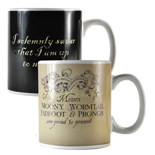 HMB Tasse Harry Potter XL Thermo Effekt-Tasse Marauder's Map - Offiziell lizenzierte Harry Potter XL Thermo Effekt-Tasse mit der Karte des Rumtreibers. Ca. 400 ml Fassungsvermögen, aus Keramik. Bei heißer Flüssigkeit verändert sich das Design – ein magisches Erlebnis bei jedem Schluck!