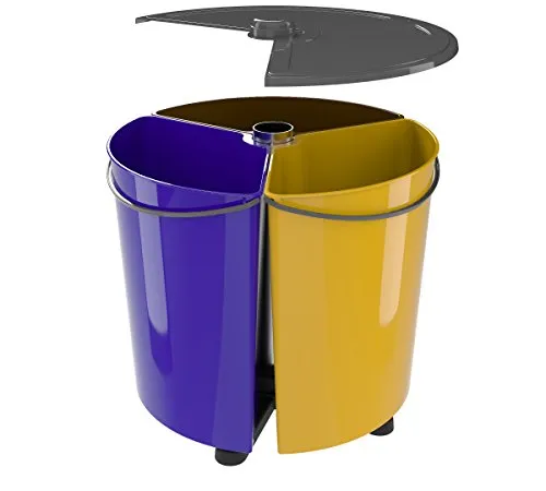 EcoBinSpin Abfalleimer für Mülltrennung - Haushaltszubehör mit drehbarem Mechanismus für einfachen Zugriff auf jede Sektion. Kompakt und leicht, ideal für Küchenschränke oder Schreibtische. EU-Standard-Farbkodierung für effektive Mülltrennung.