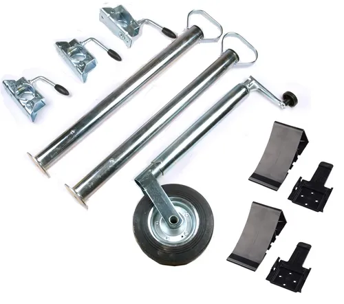 PKW Anhänger Zubehör Set Stützrad Abstellstützen Klemmhalter Keile Halter 10 tlg