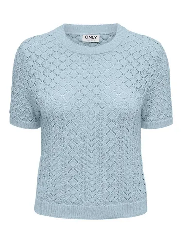 ONLY Pullover in Hellblau - XL - Modischer Rundhals-Pullover in Hellblau, ideal für lässige Outfits. Mit kurzen Ärmeln und Rippstrickdetails bietet er Komfort und Stil für jeden Tag.