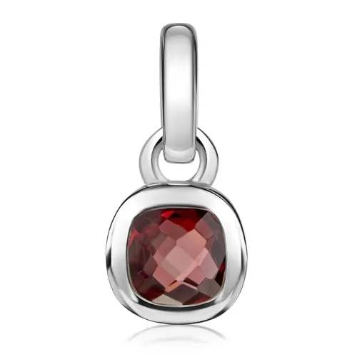 Materia Granat Schmuck Silber 925 Anhänger echt - Roter Edelstein Kettenanhänger KA-248-Granat_ohne Kette