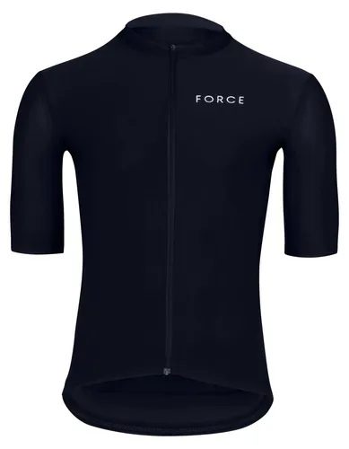 FORCE Jersey Icon Kurzarm, schwarz - Größe L - Dieses Radtrikot vereint Komfort und Funktionalität für Sommerausfahrten. Der durchgehende Reißverschluss und die verlängerten Ärmel sorgen für optimale Belüftung und perfekten Sitz. Mit 3 Rückentaschen und reflektierenden Elementen für erhöhte Sicherheit.