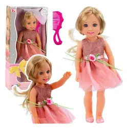 LeanTOYS Babypuppe Lean Toys Puppe Im Rosa Kleid 38 Cm