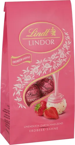 Lindt Lindor Beutel Erdbeer Sahne