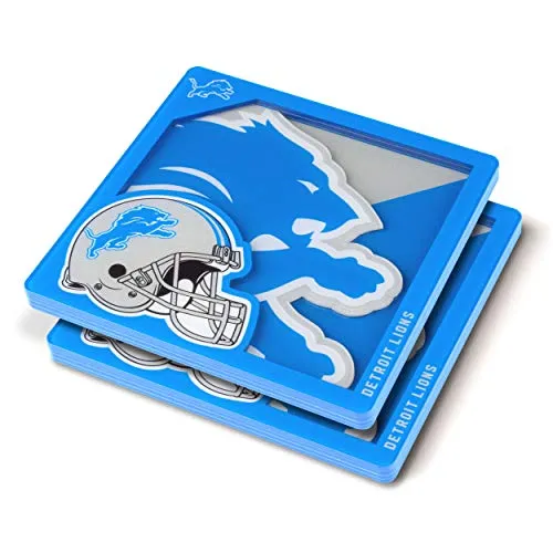 YouTheFan Logo-Serie Detroit Lions Untersetzer aus der 3D, Team-Farben, Einheitsgröße