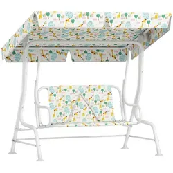 AIYAPLAY Kinder Hollywoodschaukel 2-Sitzer - Gartenmöbel für Kinder mit verstellbarem Sonnendach und Sicherheitsgurt, ideal für 3-6 Jahre alte Kinder, sorgt für sicheren Komfort im Freien.