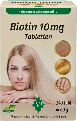 BIOTIN 10 mg hochdosiert vegan Tabletten 0,25 g