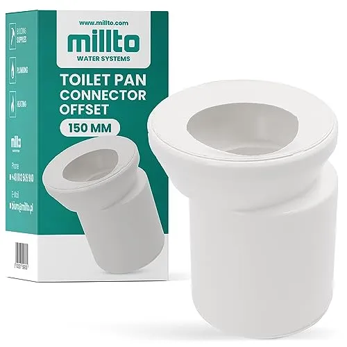 Millto™ WC Anschlussstutzen 150 Außermittig Anschlussrohr Toilette Anschlußstück Klosettschachtarmaturen Entwässerungssysteme Anschlussgarnitur Kanalisation Toilettenrohr