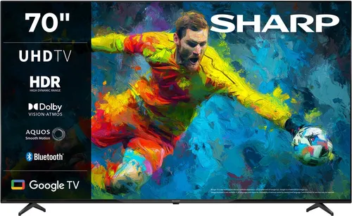 Sharp 4T-C70HLx LED-Fernseher 70 Zoll - Erleben Sie 4K Ultra HD Unterhaltung mit Google TV. Alle Ihre Lieblingsinhalte an einem Ort, personalisierte Empfehlungen und einfache Navigation durch über 10.000 Apps.