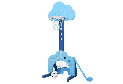 COSTWAY 3 in 1 Kinder Spielplatz – Basketballkorb, Fußballtor & Golf