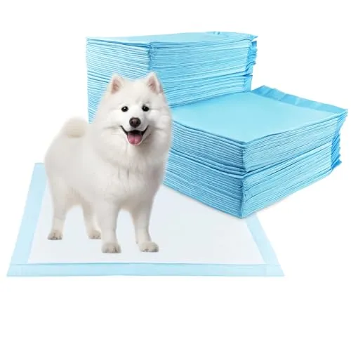 Baxcdyswe 60 Stück PIPI Matten für Hunde, 60 x 90cm Trainingspads, Wickelunterlagen Einweg, Pinkelmatte Training, Einmalunterlagen Auslaufsicheres 5-Lagiges Design mit Schnell Trocknender Oberfläche
