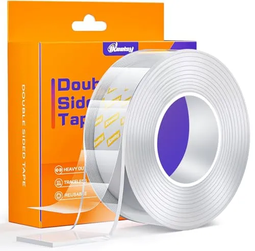 IKeelsy Extra strapazierfähiges Nano-Doppelseitiges Klebeband, spurloses multifunktionales Klebeband für Dekoration vom Zuhause und Büro (5 m x 3 cm)