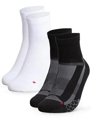 Occulto Herren & Damen kurze Rennradsocken 2er Pack (Modell: Thomas), Quarter Fahrradsocken Schwarz Weiß 43-46