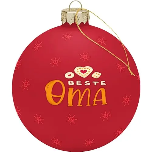 Gruss & CO Weihnachtskugel Motiv Oma | Glaskugel mit Bändchen, Durchmesser 8 cm, in Geschenkbox | 51145