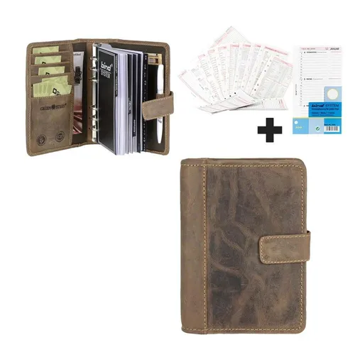 Greenburry Terminplaner Leder A6 - Braun, 2025 Kalender - Hochwertiger Organizer aus Rindleder mit 6-Ring-Mechanik und vielseitigen Fächern. Ideal für die effiziente Planung im Alltag.