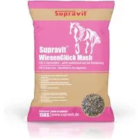 Supravit WIESENGLÜCK getreidefreies Mash 15kg - Melassefreies Ergänzungsfutter für Pferde - Ergänzungsfutter für Pferde, 15 kg, mit 69,4% hochtemperaturgetrocknetem Gras. Ideal zur Unterstützung der Pflege und Regeneration deines Pferdes.
