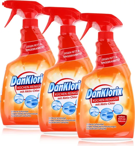 DanKlorix Küchen-Reiniger 750ml - Mit Aktiv-Chlor (3er Pack)