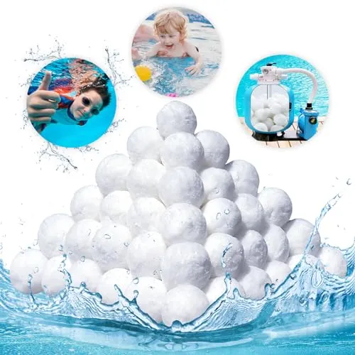 Produktbild Filterbälle Pool 1400g, Medienfilterbälle für Schwimmbad,Filterballs Kann 50kg Filtersand Ersetzen, Filterball für Schwimmbäder für Sandfilteranlage Schwimmbad,Poolreinigung Zubehö (White-1400g)