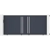 Casanoov Schiebetor Giona 350x160cm Aluminium & 2 Eifel Pfosten H.190cm Grau