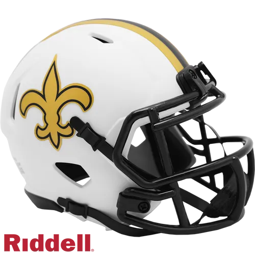 Riddell Speed Mini Football Helm - LUNAR New Orleans Saints - Fanartikel für echte Fans, dieser Mini Helm ist ein perfektes Sammlerstück und zeigt stolz die Farben der New Orleans Saints.