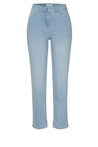 TONI 7/8-Jeans geschlitzt mit Stretch in Blau 44 - Stylische 7/8-Jeans mit geschlitztem Beinabschluss, elastischem Stretchmaterial für optimalen Tragekomfort und perfekte Passform, ideal für einen lässigen Look.