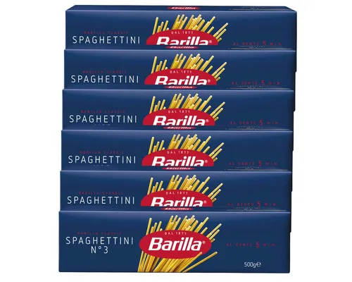 Barilla Nudeln, Barilla Spaghettini Nummer 3 Hartweizen Pasta 500g 6er Pack