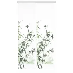 HOME in green Schiebegardine RUFUS (2 St) - Halbtransparent mit Bambusoptik - Schiebevorhang RUFUS – Modern und flexibel! Bringen Sie mit dem stilvollen Bambus-Motiv natürliche Akzente in Ihr Zuhause. Ideal für Wohnräume oder als Raumteiler. Pflegeleicht und einfach zu montieren!