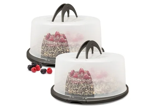 Hausfelder Kuchentransportbox Tortentransportboxen 2er Set - Kuchentransportboxen Set für sicheren Transport von Torten und Snacks, BPA-frei, gefrierfachgeeignet und spülmaschinenfest – ideal für Hobbybäcker!