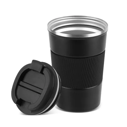 13oz/380ml Kaffeebecher to go, Thermobecher Kaffee to go, Thermo Kaffeebecher, Edelstahl Vakuum Auslaufsicher Reisebecher mit Deckel