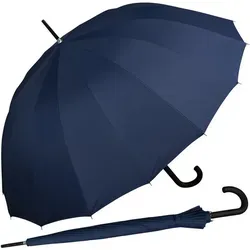 iX-brella Stockregenschirm Full Fiber mit Auf-Automatik und 16-teiligem Dach, sehr stabil und robust blau Ø 115 cm